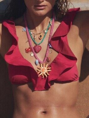 NEW Zara fuchsia Bikini Top